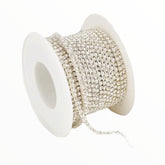 1 Yard SS6 White Pearl & Crystal Silver Metal Rhinestone Chain Banding